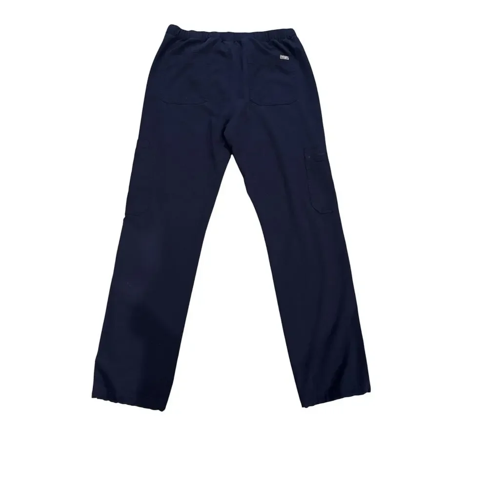 Figs cairo straight legs men’s small scrub pants in navy blue. Zipper fly